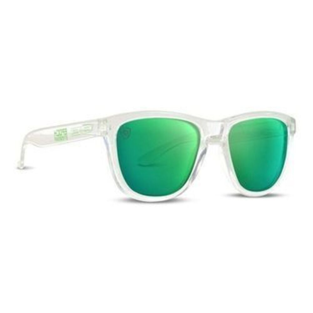 Lutzka Skateboarding Sport Sunglasses Clear with Green Mirror Lens